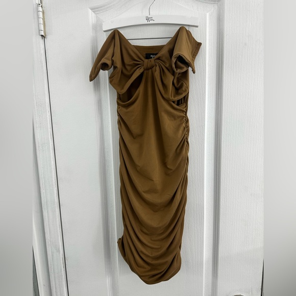 Runched mini brown dress - Picture 2 of 2